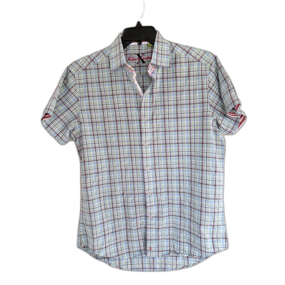 Robert Graham Button Up Shirt Men's Large Plaid Knowledge Wisdom Truth Patch - Picture 1 of 9